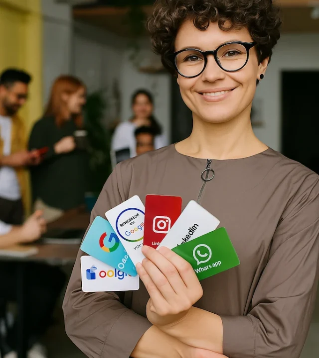 Leyendo el código QR de su VCard sus clientes podrán guardar su contacto automáticamente. Ekardz.com